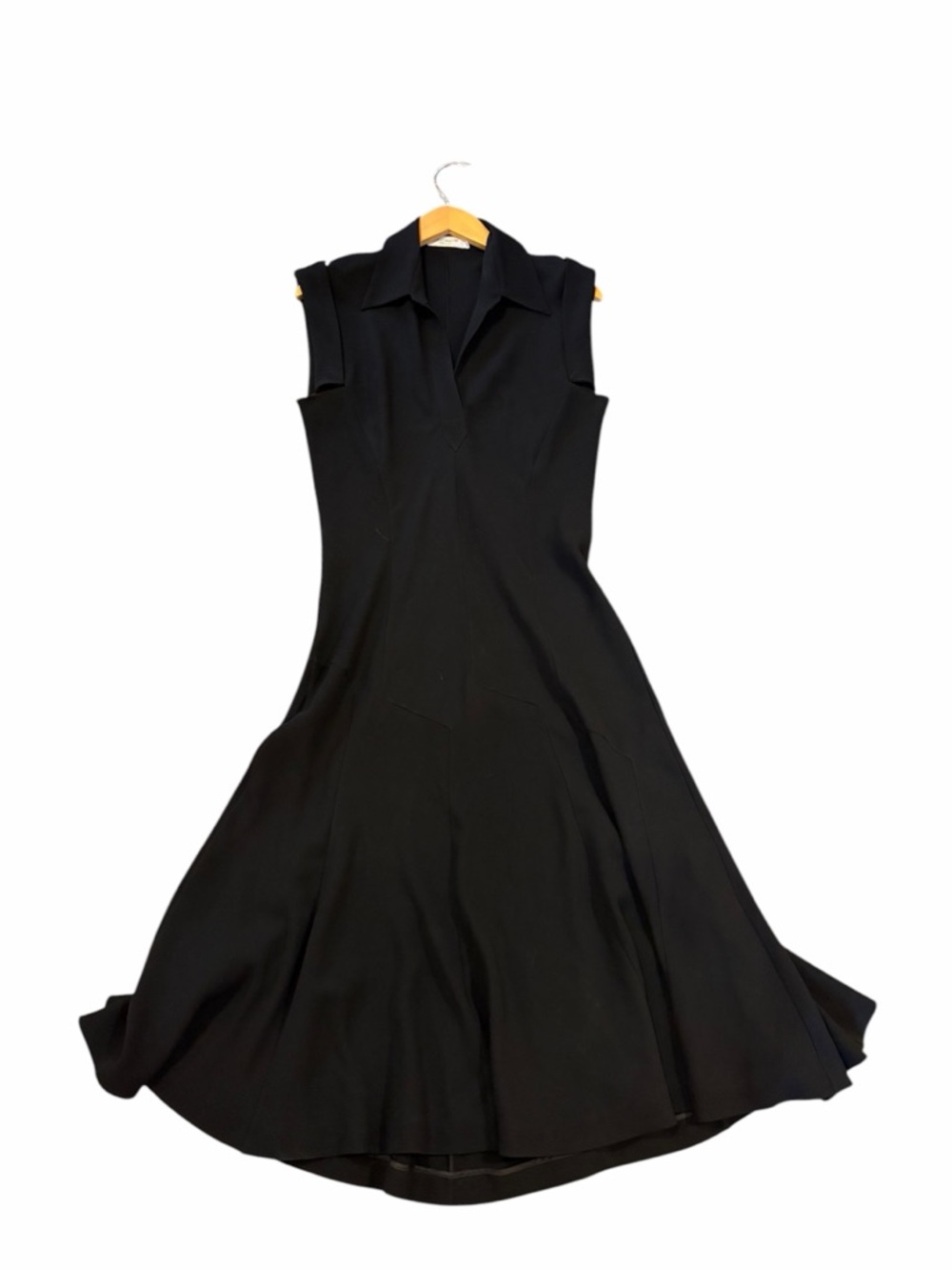 TER ET BANTINE Made In Italy Black Sleeveless Drop Waist Collar Dress